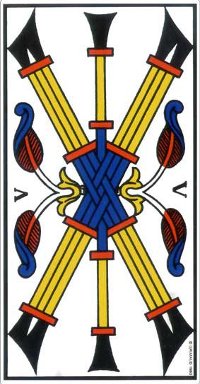 Cinq de Bâton, tarot de Marseille