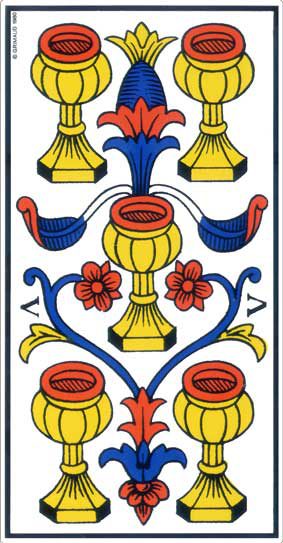 Cinq de Coupe, tarot de Marseille