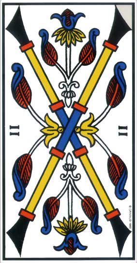 Deux de Bâton, tarot de Marseille