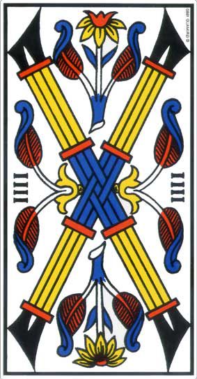 Quatre de Bâton, tarot de Marseille