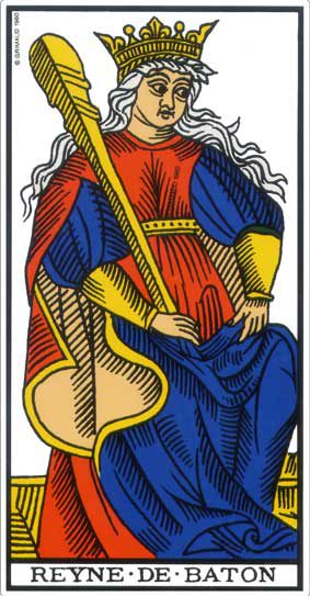 Reine de Bâton, tarot de Marseille