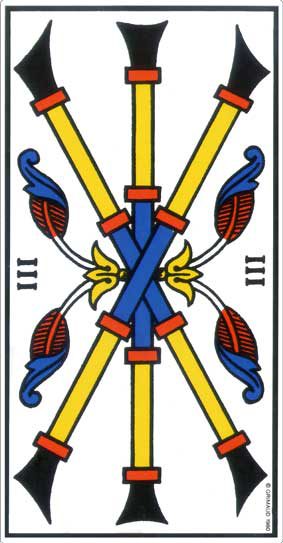 Trois de Bâton, tarot de Marseille