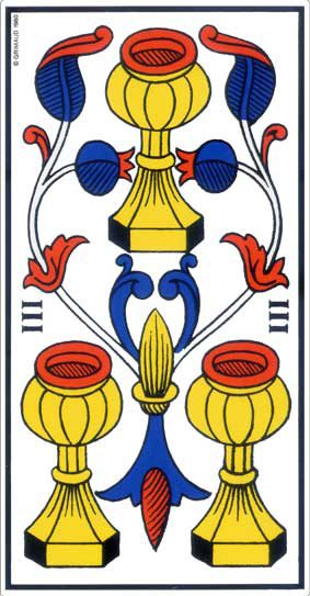 Trois de Coupe, tarot de Marseille